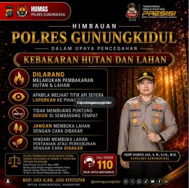 Polres Gunungkidul Imbau Masyarakat Cegah Kebakaran Hutan dan Lahan